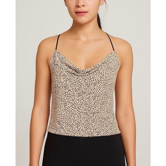 gaze Tops - Gaze DTLA Leopard Cowl Neck Cami Top Small NWT